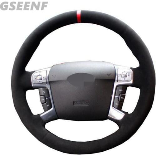 DIY Car Steering Wheel Covers Black Hand-stitched Suede For Ford MONDEO 2007-2012 CHIA-X S-MAX 2007