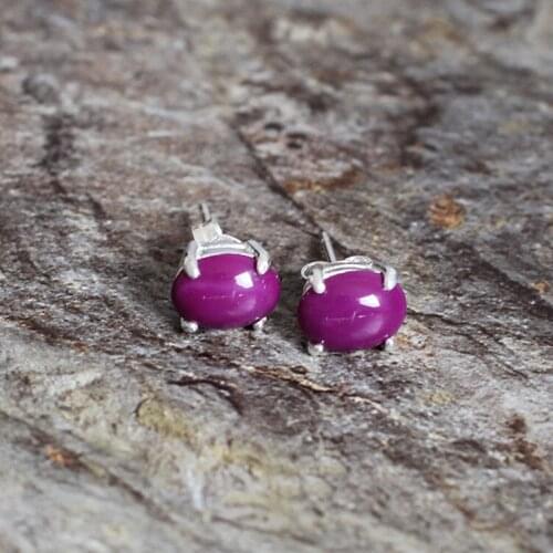 The character of silver minimalist style small Lolita women will wear a note color sugalite Earrings