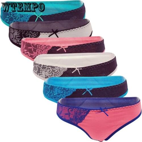 Women Panties Sexy Briefs G-String Lace Underpants Invisible Seamless Cotton Panties Bikini Panties for Women 6 PCS/Set