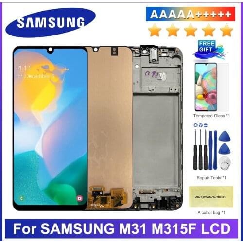 100% Tested Super AMOLED For Samsung Galaxy M31 LCD M315 M315F SM-M315F LCD Display Touch Screen Digitizer Replacement