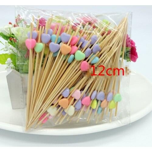 100pc decoration Bamboo Food Picks Cupcake Toppers fruit fork Sticks Buffet Cocktail forks Wedding Festival Decorations birthday