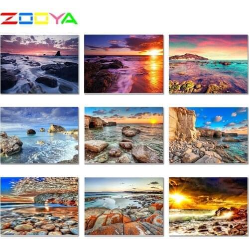 3D Finished Beautiful Crystal Diamond Embroidery Seascape Mosaic Diamond Photos 5D Warm Seascape Diamond Painting Of Decor Er002