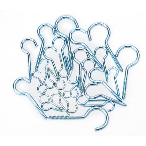 10pcs/lot Open sheep eye ring 3#4#5#6#8#10#12#14# Question mark hook Sharp-tailed blue zinc self-tapping screw hook