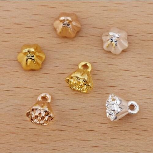 50pcs/lot 7x8.8mm Trendy Alloy Lotus Charms pendant for DIY Necklace Pendant Charms Handmade Jewelry Findings Making