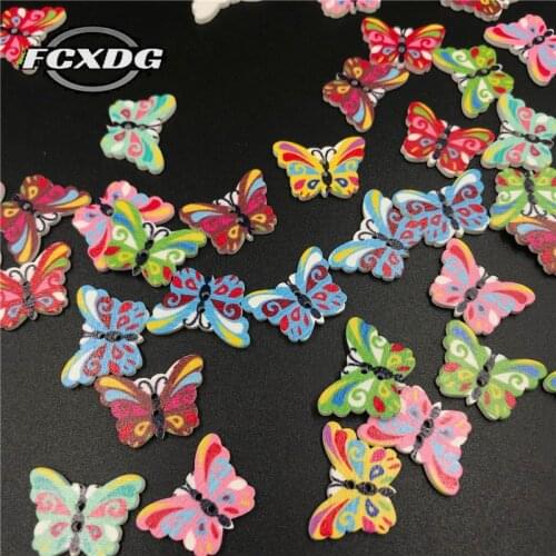 50pcs Butterfly Shape Wooden Handmade DIY Decorative Buttons for Crafts Sewing Accessories Buttons Upholstery Furniture Buttons