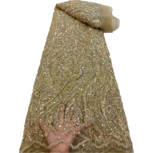 Handmade Beaded African Lace Fabric 2021 High Quality French Tulle Net Lace Fabric Nigerian Lace Fabric For Women Dress r66-601