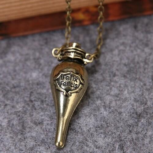 Free Shipping Fashion Jewelry Movies Felix Felicis Reagent Bottles Cool Pendant Necklace Antique Silver/Bronze 2 Colors Options
