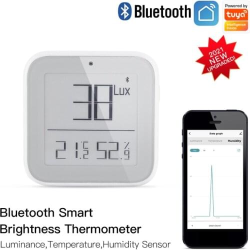Tuya Bluetooth Brightness Thermometer Real-time Light Sensitive Smart Home Temperature and Humidity Detector with Smart Life