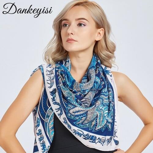 DANKEYISI Silk Scarf Women Scarf Shawl Echarpe Fourlard Femme Square Scarves For Women Hijab Bandanas Bufandas Mujer 130*130cm