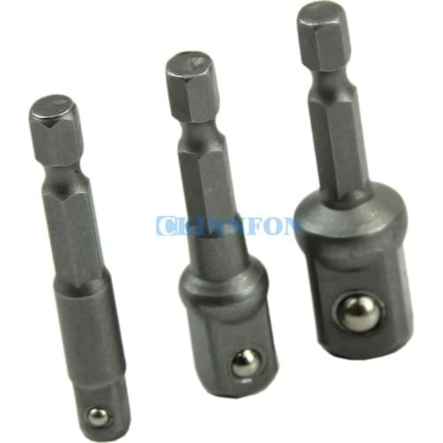 DHL 50Set 3Pcs New Socket Adapter Set Hex Shank to 1/4",3/8",1/2" Impact Driver Drill BIts