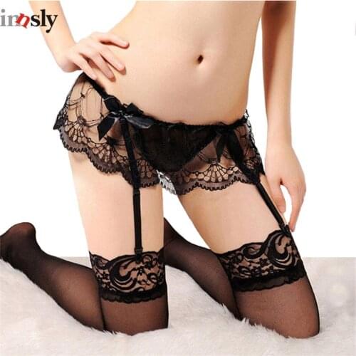 Womens Lace Black Garter Belt Sexy Suspender Belt Top Thigh-Highs Stocking Lace Adjustable Garters Suspenders Stocking Belt
