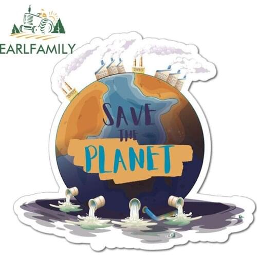 EARLFAMILY 13cm x 11.9cm For Save The Planet Graffiti Car Sticker Vinyl Car Wrap Decal Waterproof Laptop Motorcycle Decoration