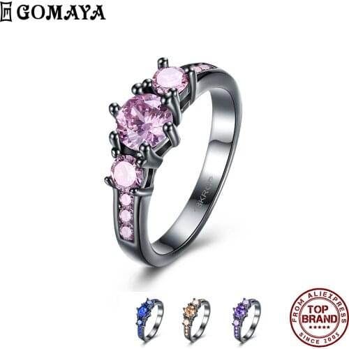 GOMAYA Fashion Romantic Rings For Women Round Shaped Clear Zircon Finger Ring Party Birthday Jewelry Gift To Girlfriend Hot Sale