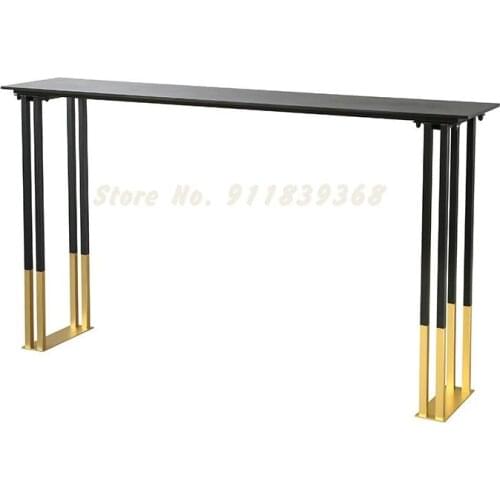 Italian Light Luxury Rock Bar Table And Chair Combination Family Iron Marble High Foot Long Table Milk Tea Shop Wall Table