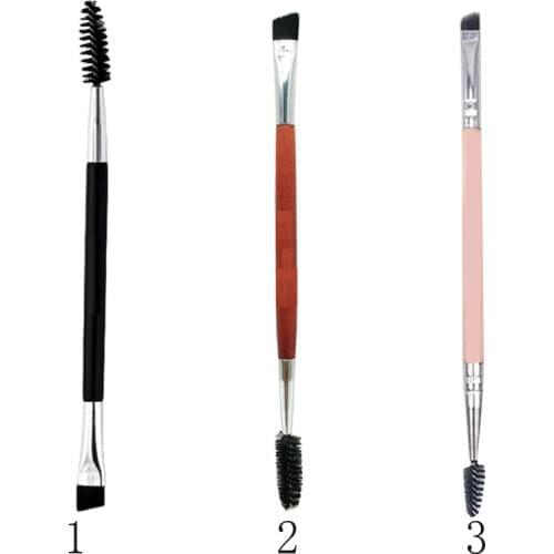 2 Head Eyebrow Brush Beauty Makeup Wood Handle Eyebrow Comb Double Ended Brushes Professional Beveled Spiral Brush