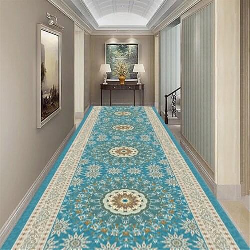 Moroccan Style Parlor Area Rug Floral Printed Bedroom Mat Crystal Velvet Anti-slip Corridor Rug Large Carpet for Living Room