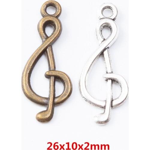 100 pieces of retro metal zinc alloy Musical notes pendant for DIY handmade jewelry necklace making 7202