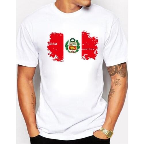 BLWHSA Fans Cheer Peru T shirts For Men Short Sleeve Cotton Peru National Flag Men T-shirt Casual Round Neck Tee Shirts