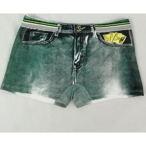 Men printed Denim short underpants summer male cotton sexy underwear U convex pouch underwear boxers calzoncillo