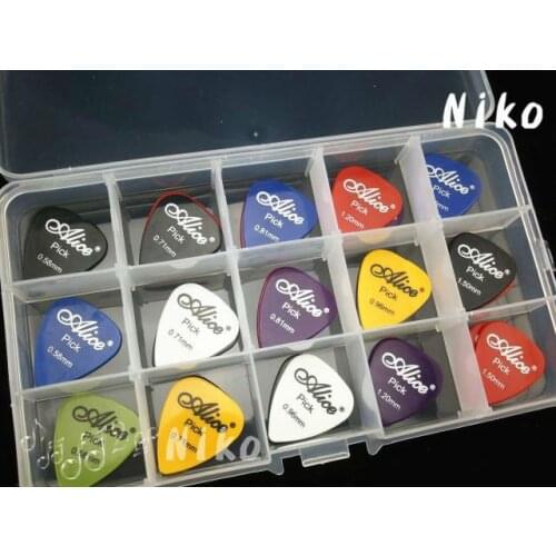 Lots of 200pcs Alice Acoustic Electric Guitar Picks Bass Plectrums+1 Large Plastic Picks Box Case Free Shipping