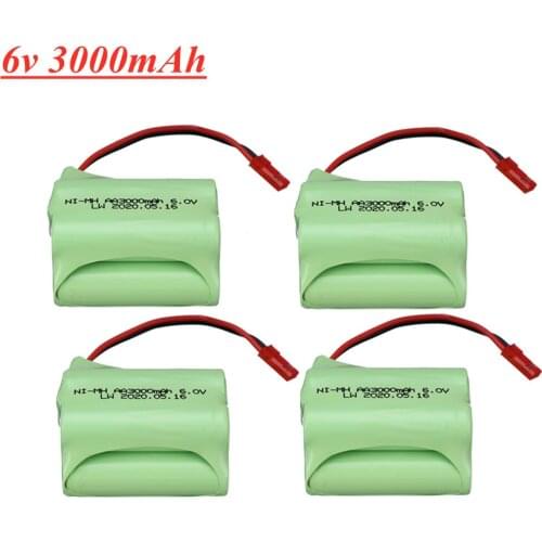 6v 3000mAh Ni-MH Battery JST Plug For RC Cars Robots Tanks Gun Boats AA 2400mah 6v NiMH Rechargeable Battery Pack
