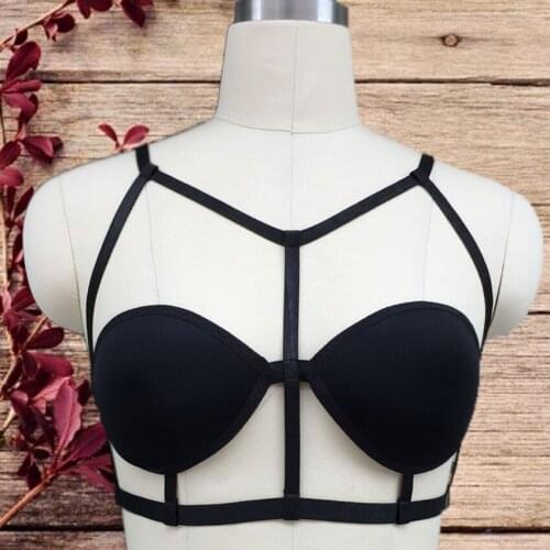 New women black harness cage bra Gothic Harajuku Exotic Apparel sexy lingerie can adjust cosplay body harness cage bra
