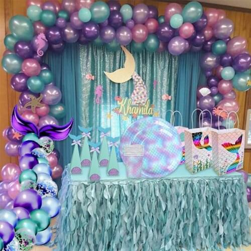 Mermaid Party Disposable Tableware Decor 1st Birthday Party Kids Birthday Party Decoration Baby Shower Supplies MD10