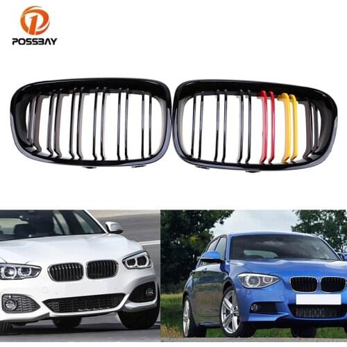 POSSBAY 2Pcs Car Front Center Grilles Auto Racing Grill German Flap Style Grills for BMW 1-Series F21 3-door 2012 2013 2014 2015