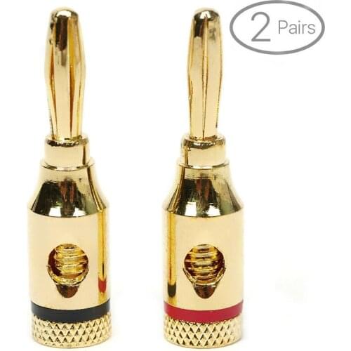Gold Plated Banana Plugs Audio Speaker Cable Audio Connectors 2 Red 2 Black