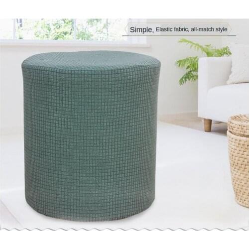 Slipcover Stretch Ottoman Furniture Protector Round Couch Sofa Cover Gray