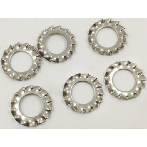 100Pcs Lock Washers Stainless Steel A2 External Teeth Lock Washer External Teeth Locking Washers M3 M4 M5 M6 M8 M10 M12 M14 M16