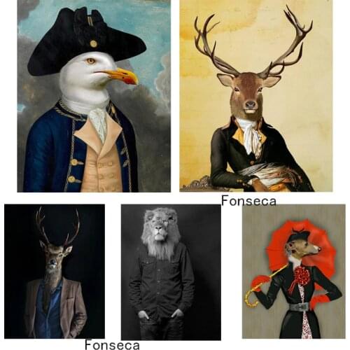 Nordic Modular Canvas Pictures Wall Art Prints Painting Horse Deer Elephant Character Animals Poster Modern Home Decoration