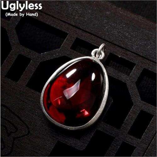 Uglyless Real 999 Fine Silver Women Nature Chalcedony Pendants Water Drop Vintage Handmade Lotus Jewelry Buddhism Mantra Bijoux
