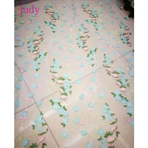 Stock 5yards/bag YuY012# 2 color simple Chinese style 3D embroidered cloth used in the wedding dress fashion stage
