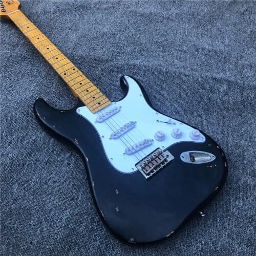 Stock alder used electric guitar, nitro black paint. Hardware used, real photos, free shipping, wholesale and retail