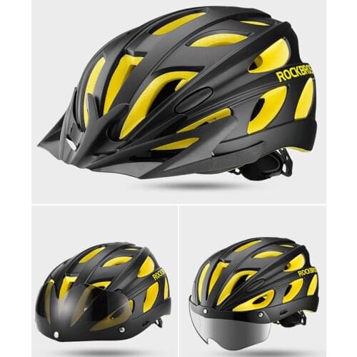 ROCKBROS Bicycle Helmet MTB Road Bike PC Helmet With Goggles Polarized Integrally-molded Colorful Men And Women Bike Accessories