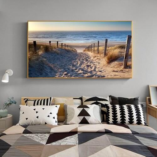 Sunrise Graceful Landscape Seaside Beach Canvas Painting HD Print Wall Art Picture for Living Room Decoration Posters and Prints