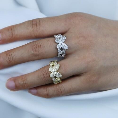 High quality cuban Chain Design Women Ring With Micro Paved butterfly charm Ring For Girlfriend&Boyfriend Hot Selling jewelry