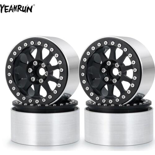 YEAHRUN 1/2/4Pcs Metal Aluminum 2.2inch Beadlock Wheel Hub Rims For 1/10 RC Crawler Car Axial Wraith 90048 RR10