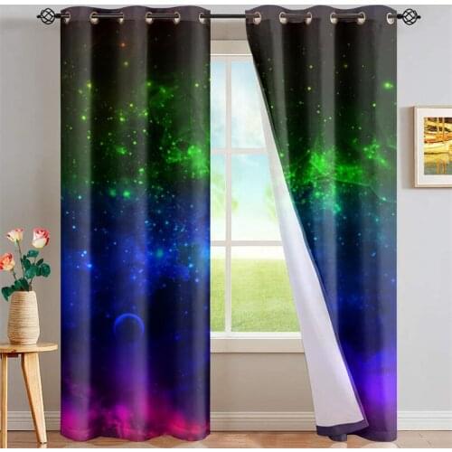 Beautiful Galaxy Printed Room Blackout for Girls Living Room Full Light Shading Curtains Home Decoration Cortina Dropshipping