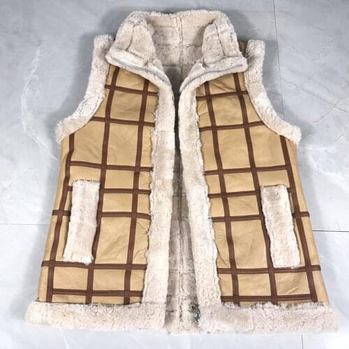 2020 New Natural Sheepskin Vest Women short vest windproof Warm Waistcoat FemaleSlim Sleeveless