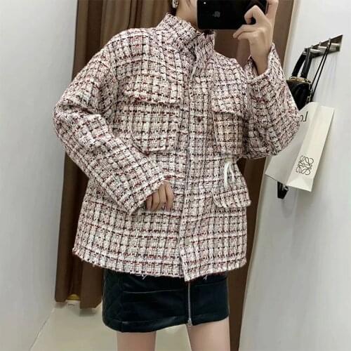 Winter New Women Adjustable Tightness Drawcord At Waist Multiple Pocket Decoration Overcoat Female Elegant Single Breasted Coat