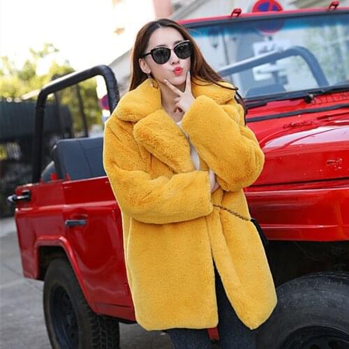 Autumn Winter 2021 New Korean Women Fashion Plush Thick Keep Warm Faux Fur Coat Plus Size Casual Fake Fur Outerwear Abrigo Mujer