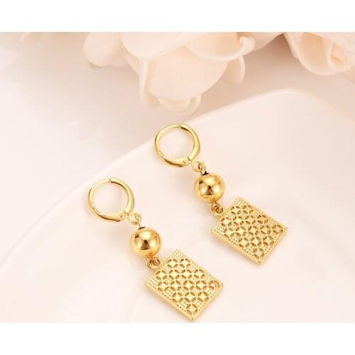 Gold Color Dubai square Earrings geometrical Women/Girl,Love Trendy Jewelry for African/Arab/Middle Eastern party jewelry gift
