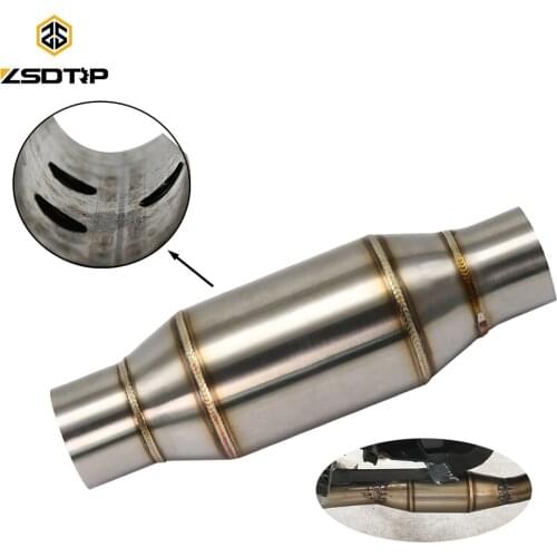 ZSDTRP 76mm Motorcycle Exhaust Pipe Muffler Expansion Chamber Refit Back Pressure Core Silent Catalyst Silencer For Ak