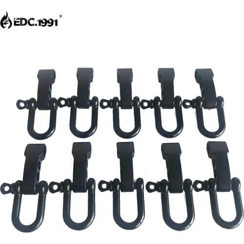10PCS/lot U Shape Adjustable Anchor Shackle Outdoor Rope Paracord Bracelet Buckle For Tent Camp Hike Travel kit black
