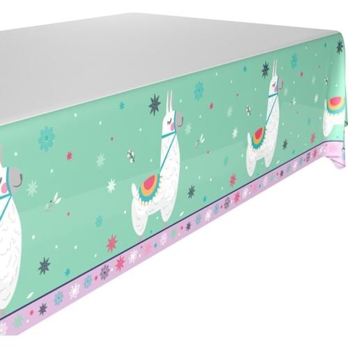 132*220cm Alpaca Disposable Tablecloth For Kids Happy Birthday Party Decor Cartoon Animals Disposable Table Cover Party Supplies