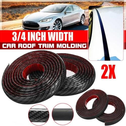 2PCS 2M Flexible Roof Trim Molding Kit Carbon Fiber Seal Strips 2CM Width Trim Strips For MITSUBISHI Outlander Montero Lancer