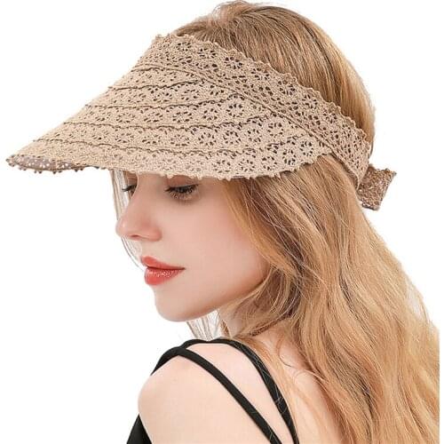2021 Fashion Women Lace Sun Hat Loose Beach Hats Beach Hat Uv Protection Summer Hat Ladies Adjustable Lace Hat