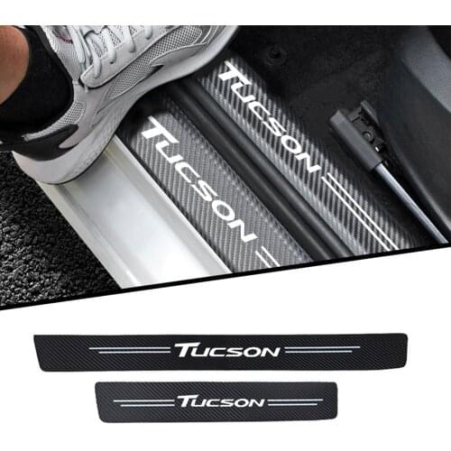 4pcs car sticker carbon fiber texture threshold strip For Hyundai TUCSON Auto Accessories parts